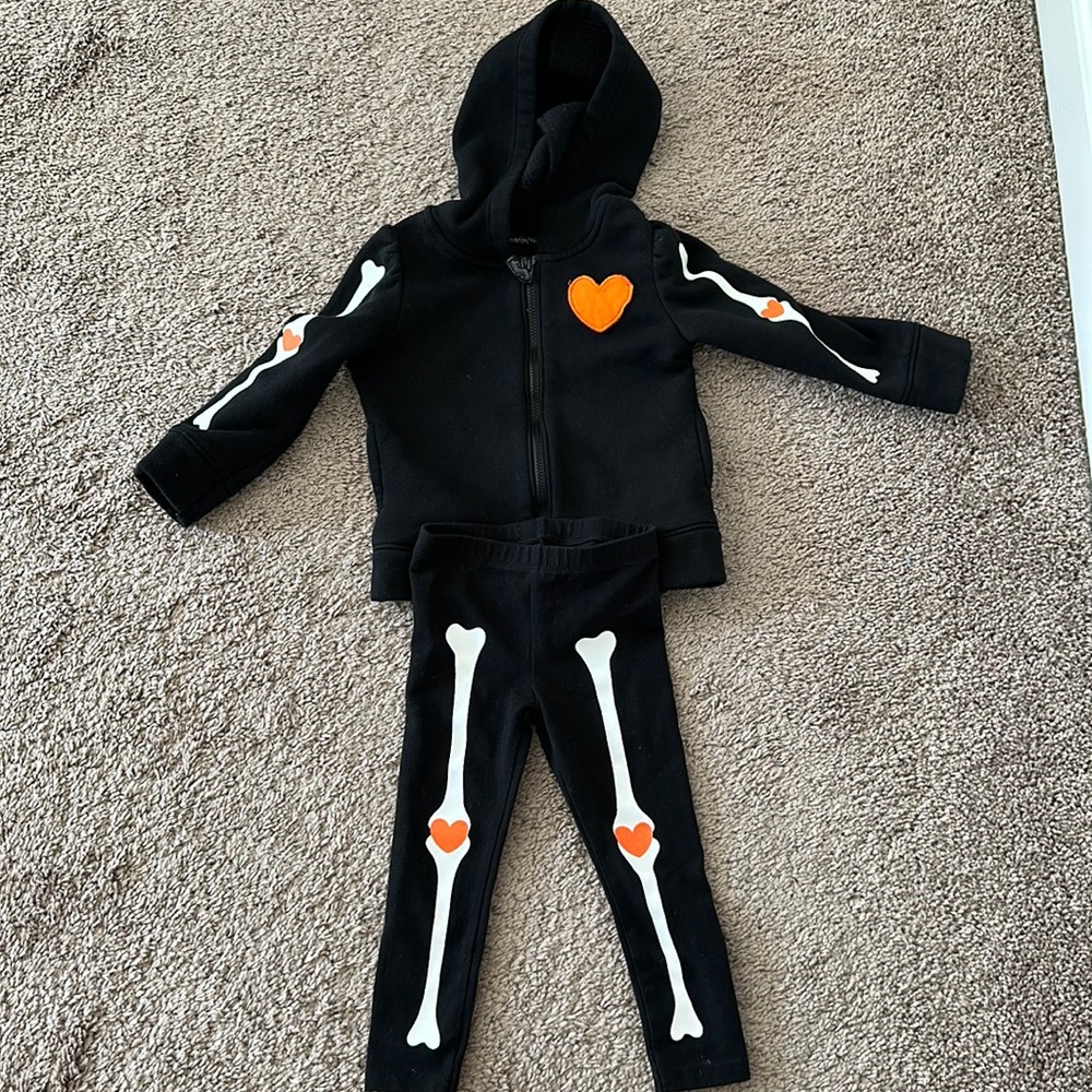 Halloween Skelton Hoodie and Leggings Set